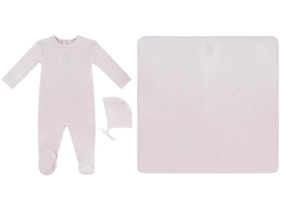 Kipp Petit Ours Footie, Hat and Blanket Set - Pink