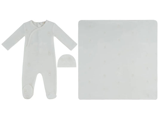 Kipp Petit Ours Footie, Hat and Blanket Set - Stone