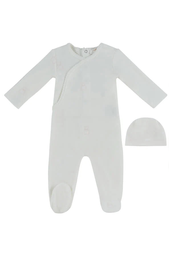 Kipp Petit Ours Pattern Footie + Hat - Pink