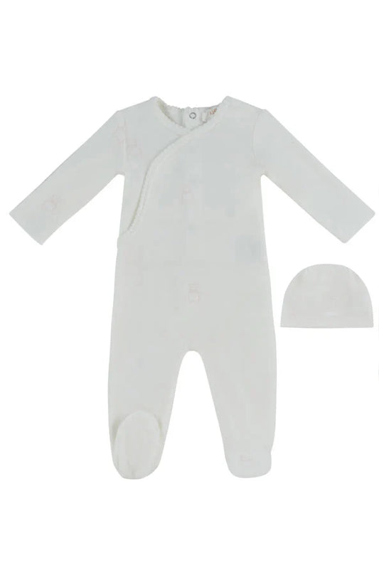 Kipp Petit Ours Pattern Footie + Hat - Pink