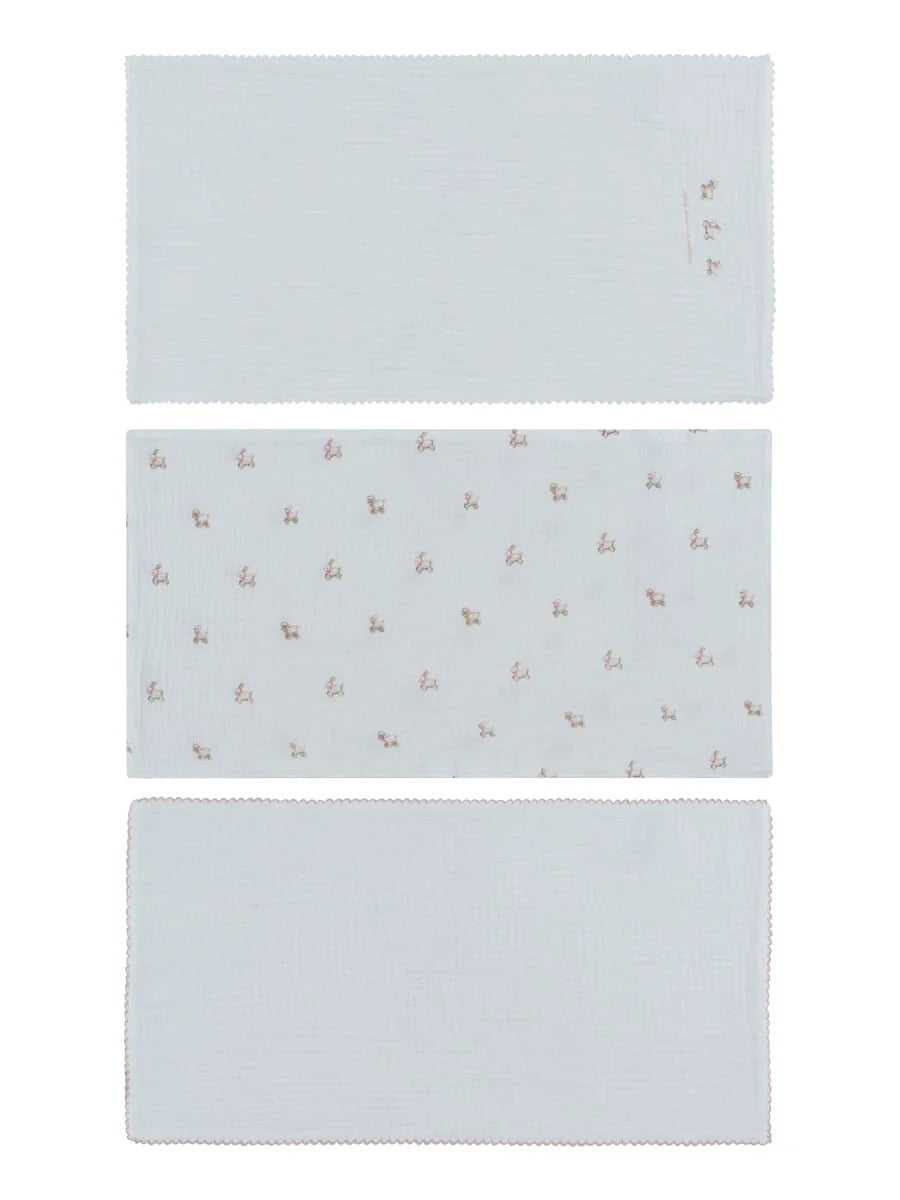 Kipp Petits Amis Burp Cloth Set of 3 - Pink