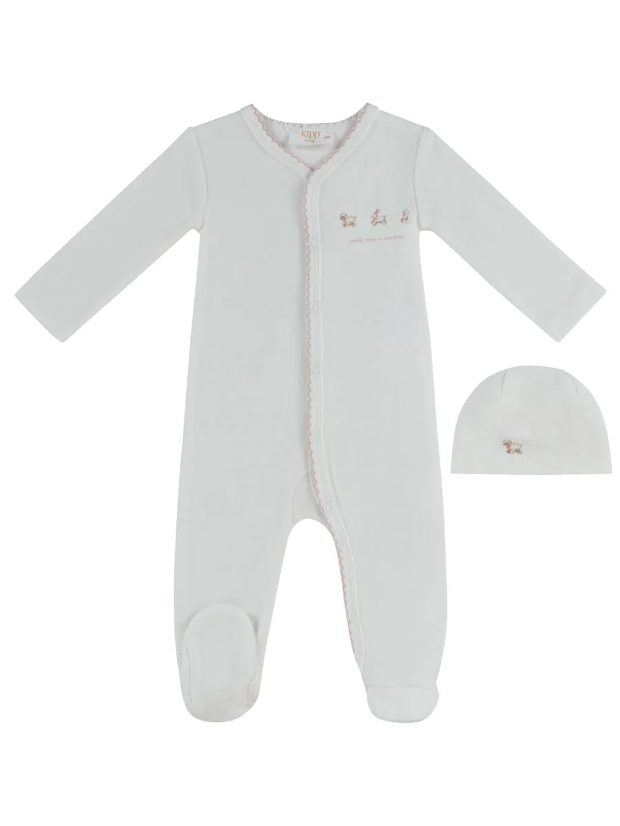 Kipp Petits Amis Terry Footie & Hat Set - Pink