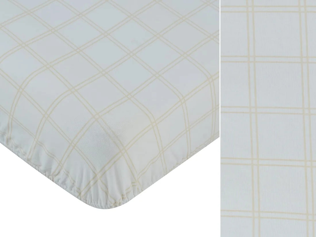 Kipp Whinny Plaid Fitted Bassinet Sheet - Stone