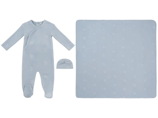 Kipp Whinny Wrap Footie, Hat & Blanket Set - Blue