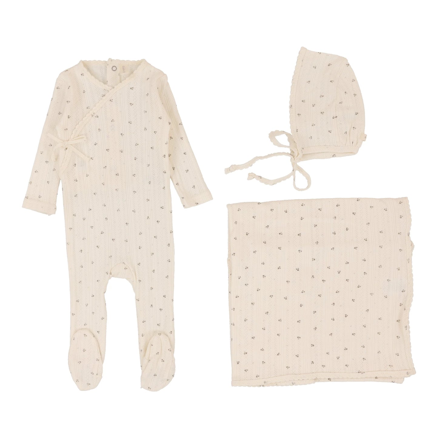 Lilette Printed Pointelle Wrap Layette Set