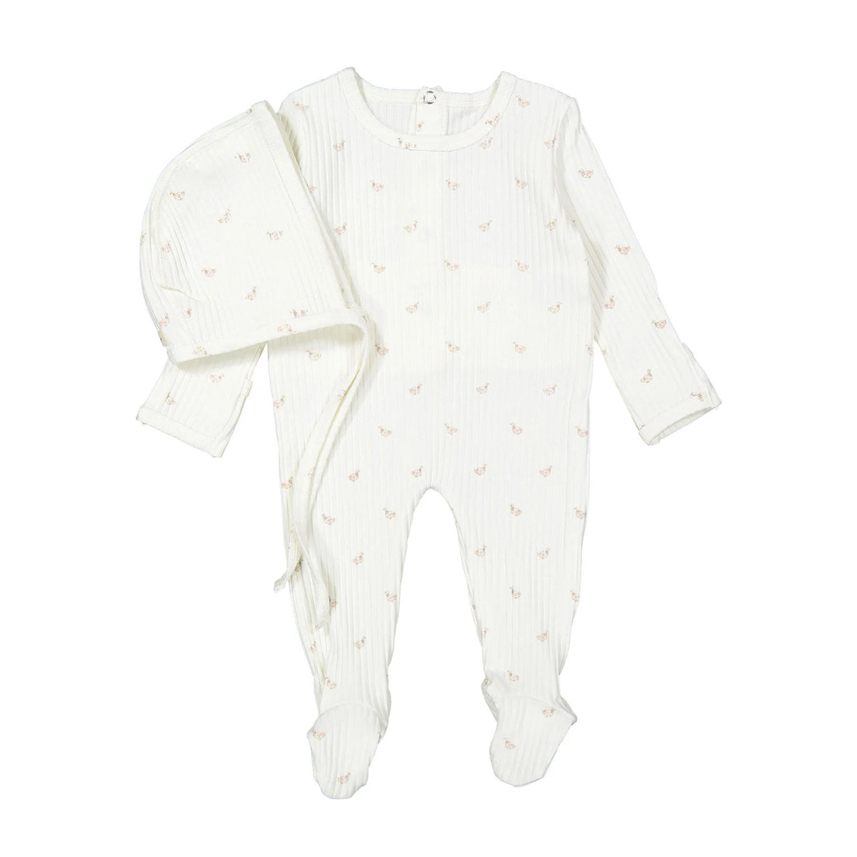 Ladida Pink Duckling Romper + Bonnet