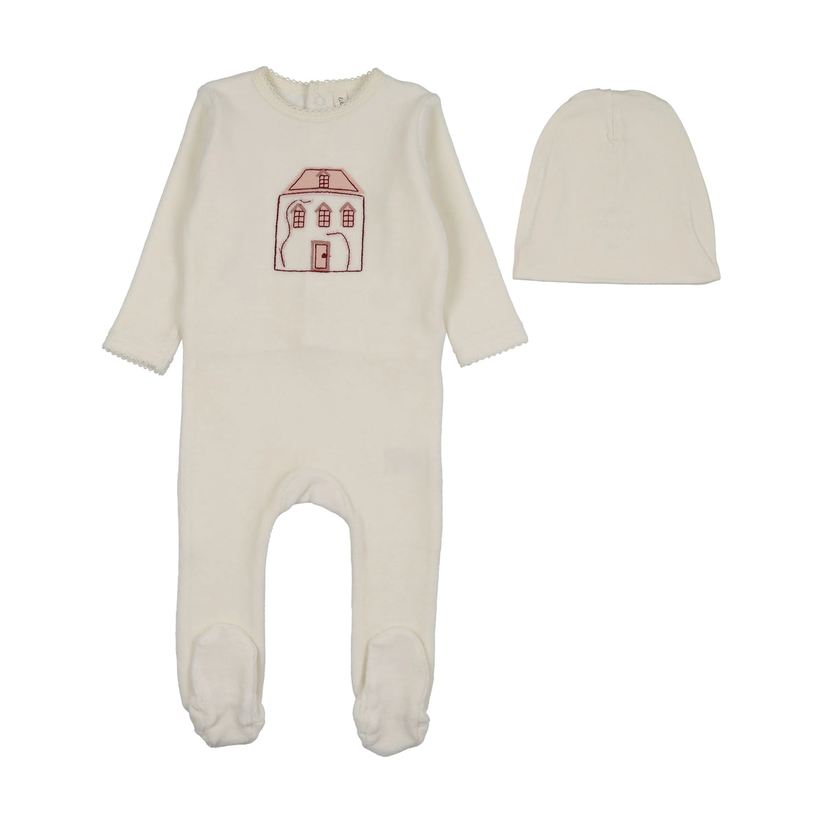 Lilette Stitched Graphic Velour Footie Set