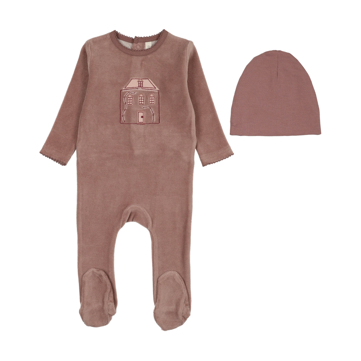 Lilette Stitched Graphic Velour Footie Set