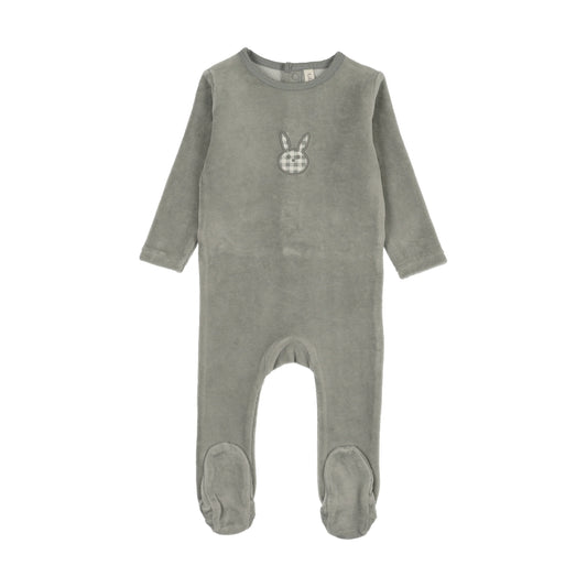 Lilette Velour Gingham Bunny Footie