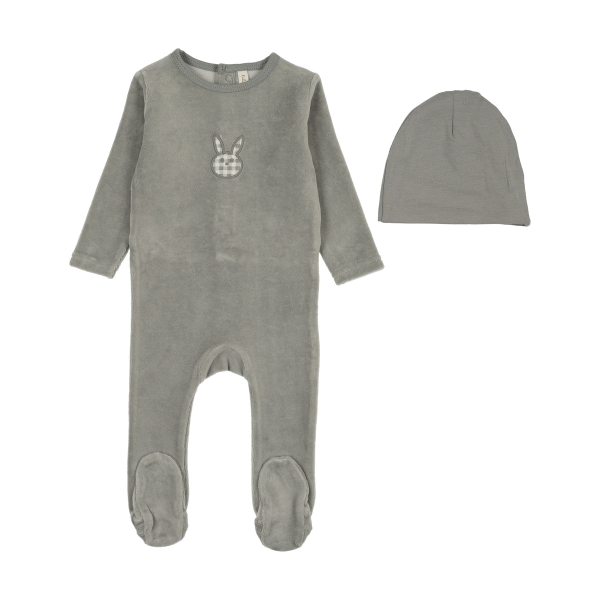 Lilette Velour Gingham Bunny Footie Set
