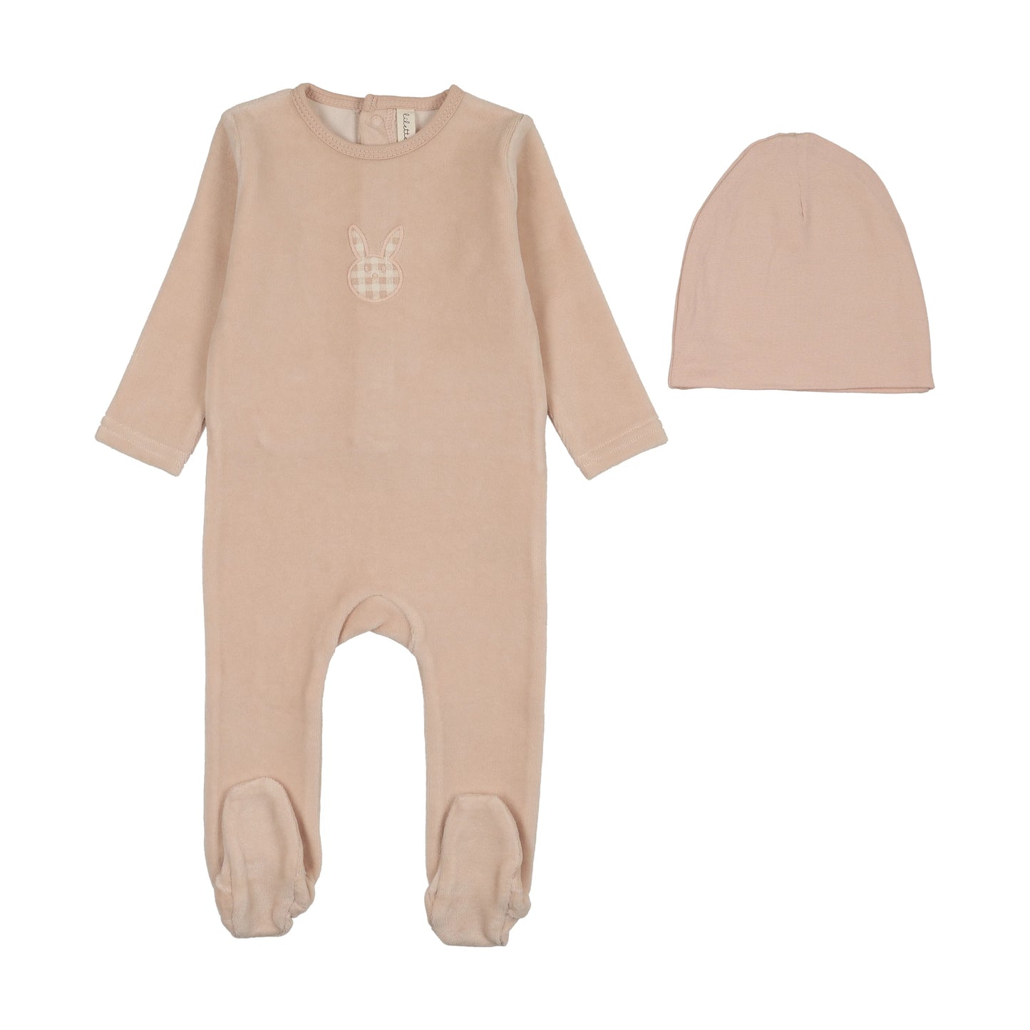Lilette Velour Gingham Bunny Footie Set