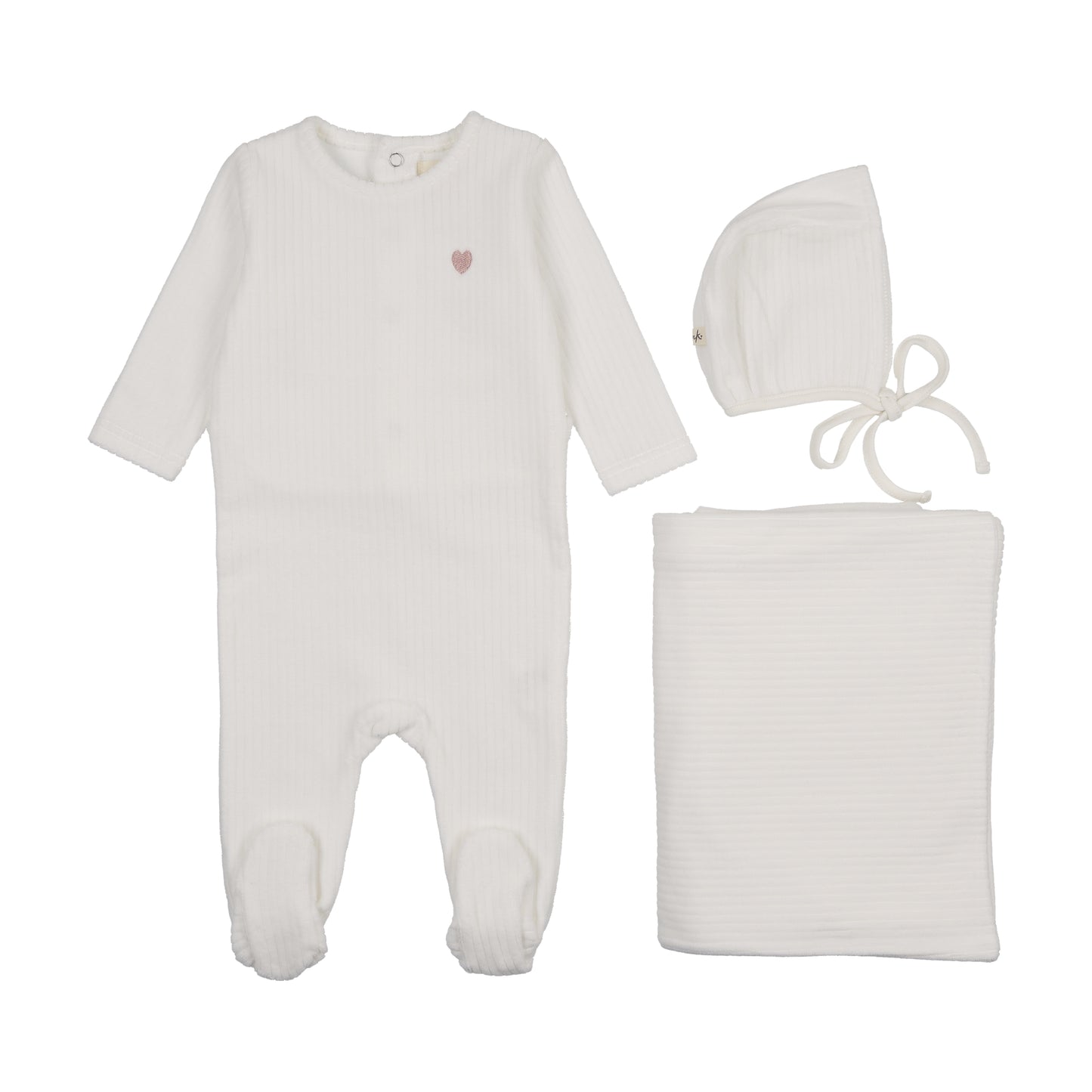 Mema Knit Ribbed Velour Embroidered 3 Piece Set