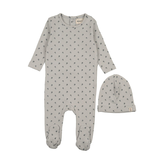Mema Knit Berry Print Footie + Beanie