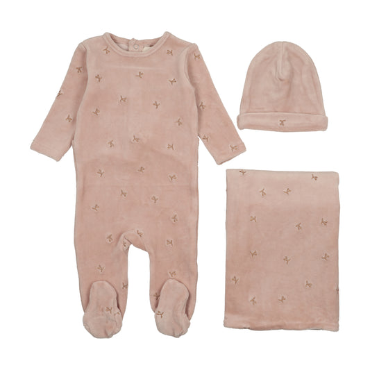 Mema Knit Velour Scattered Cherries 3 Piece Set