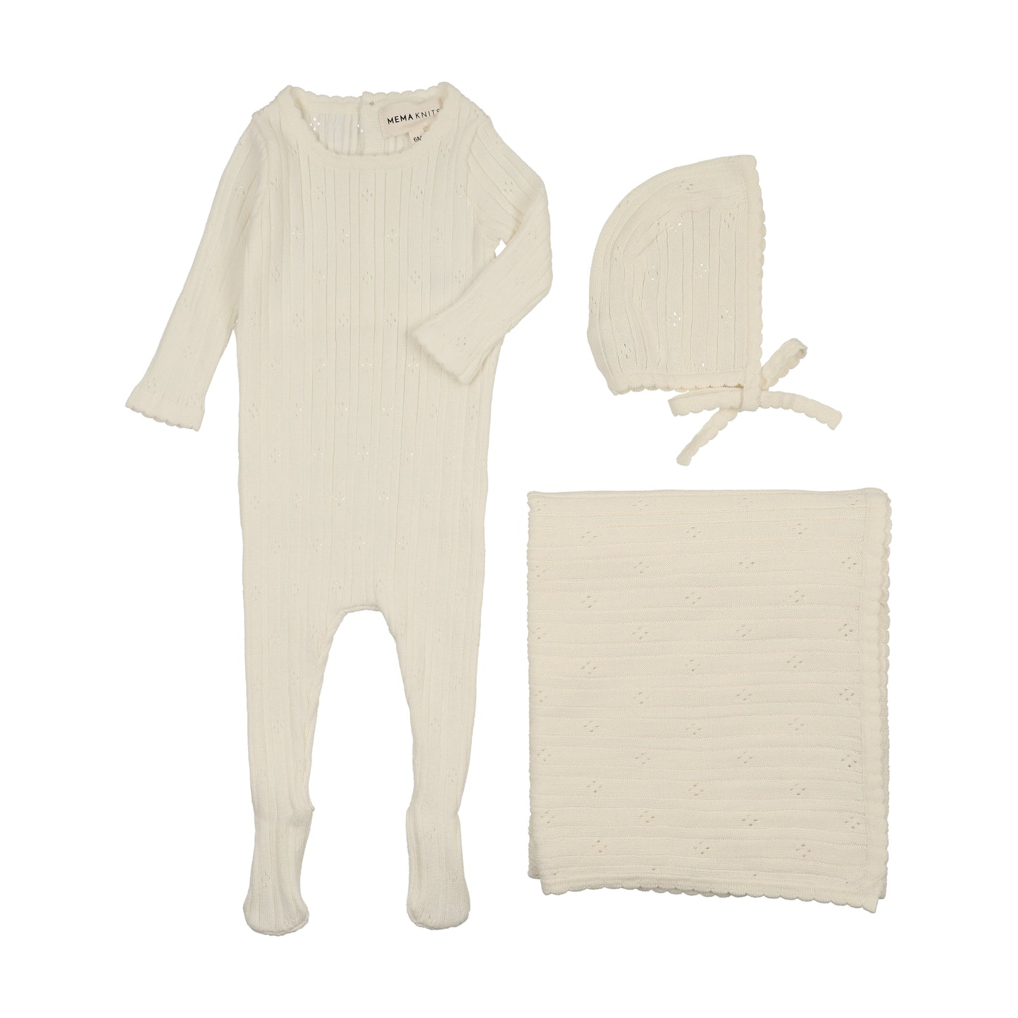 Mema Knit Pointelle Knit 3 Piece Set