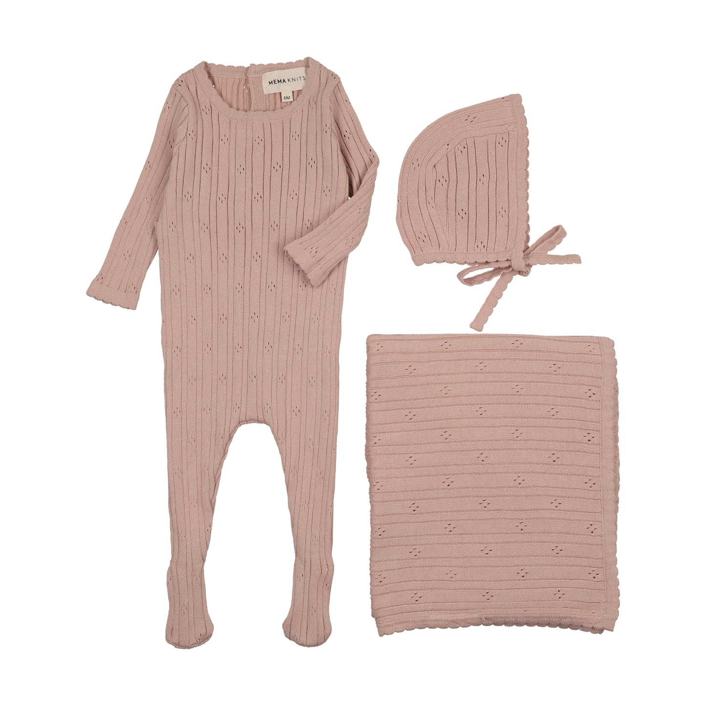 Mema Knit Pointelle Knit 3 Piece Set