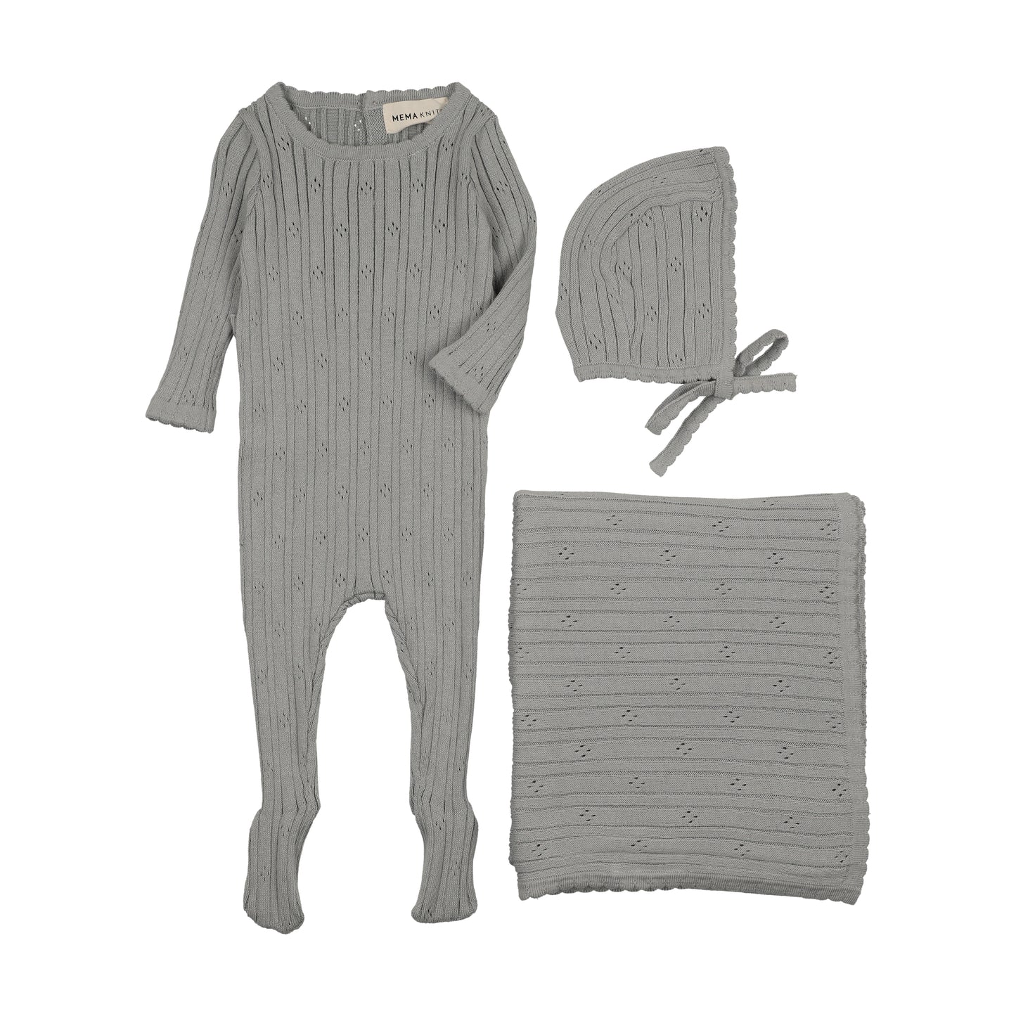 Mema Knit Pointelle Knit 3 Piece Set