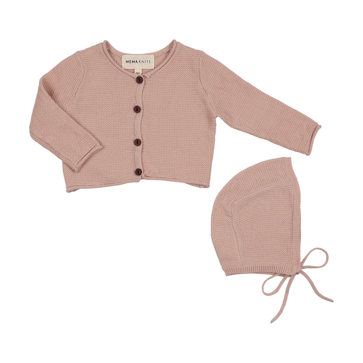 Mema Knit Cropped Knit Cardigan + Bonnet