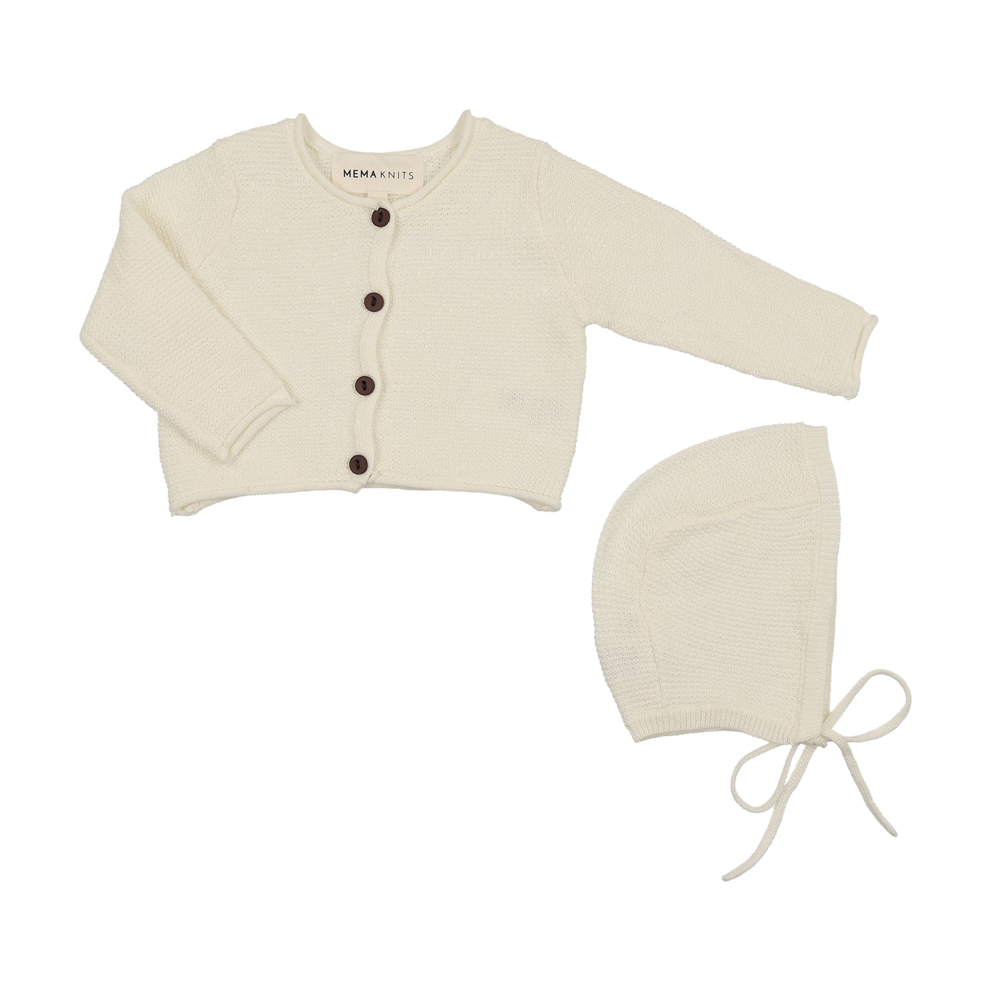 Mema Knit Cropped Knit Cardigan + Bonnet