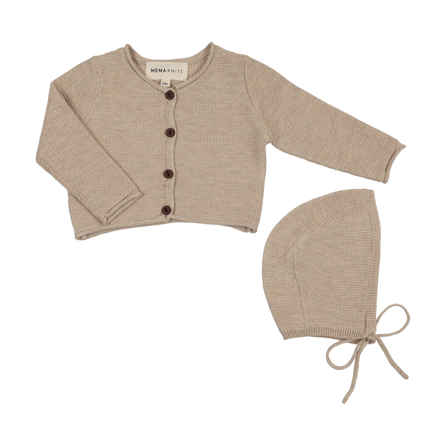 Mema Knit Cropped Knit Cardigan + Bonnet