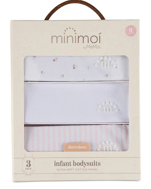 Minimoi Petite Floral Cotton Modal Bodysuits 3 Pack