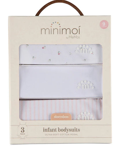 Minimoi Petite Floral Cotton Modal Bodysuits 3 Pack