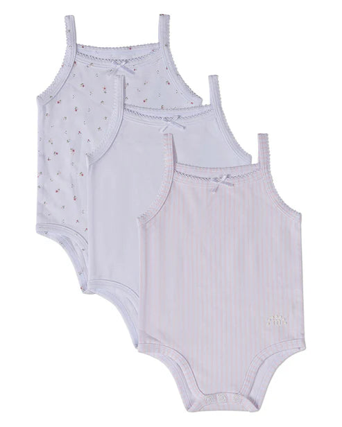 Minimoi Petite Floral Cotton Modal Bodysuits 3 Pack