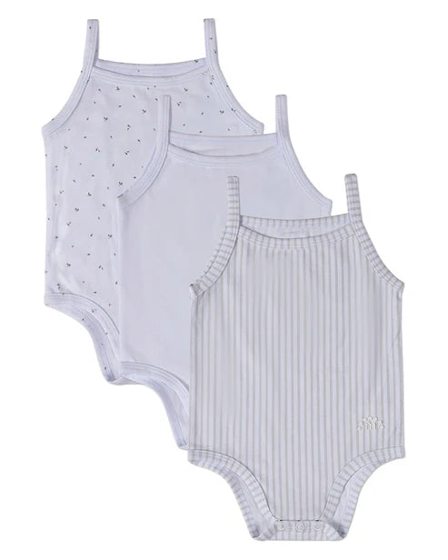 Minimoi Petite Leaves Cotton Modal Bodysuits 3 Pack