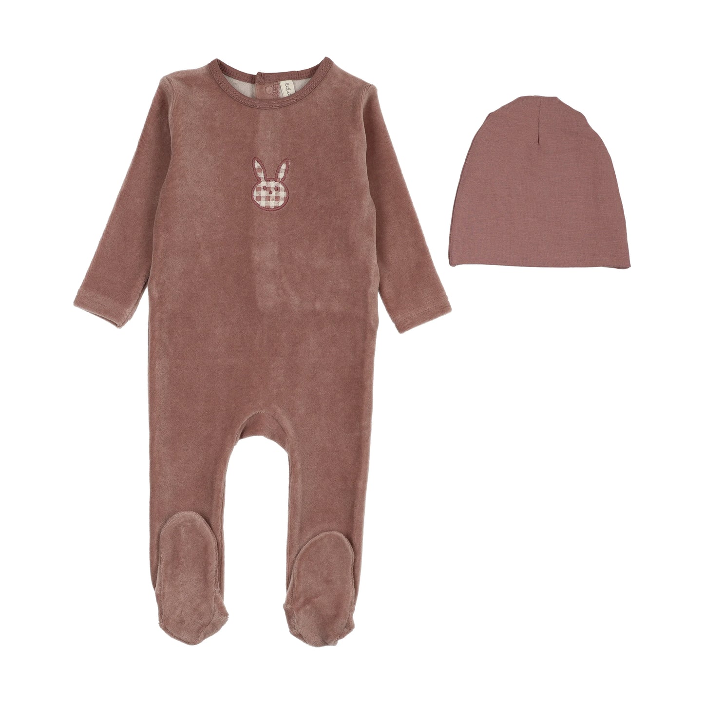 Lilette Velour Gingham Bunny Footie Set