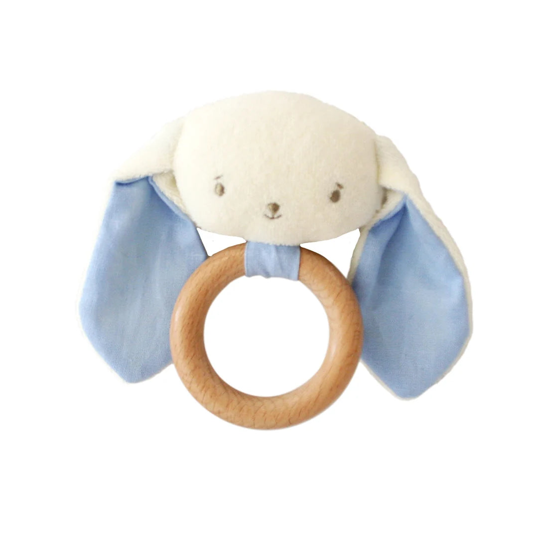 Alimrose Baby Bunny Teether Ring Rattle Blue