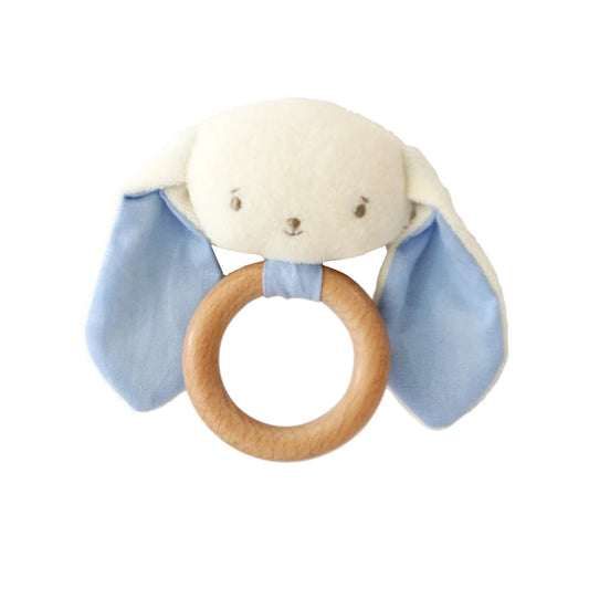 Alimrose Baby Bunny Teether Ring Rattle Blue