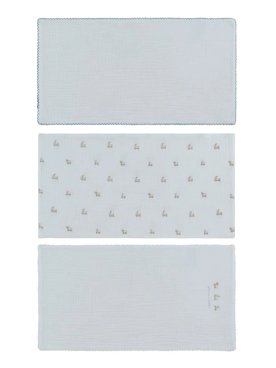 Kipp Petits Amis Burp Cloth Set of 3 - Blue