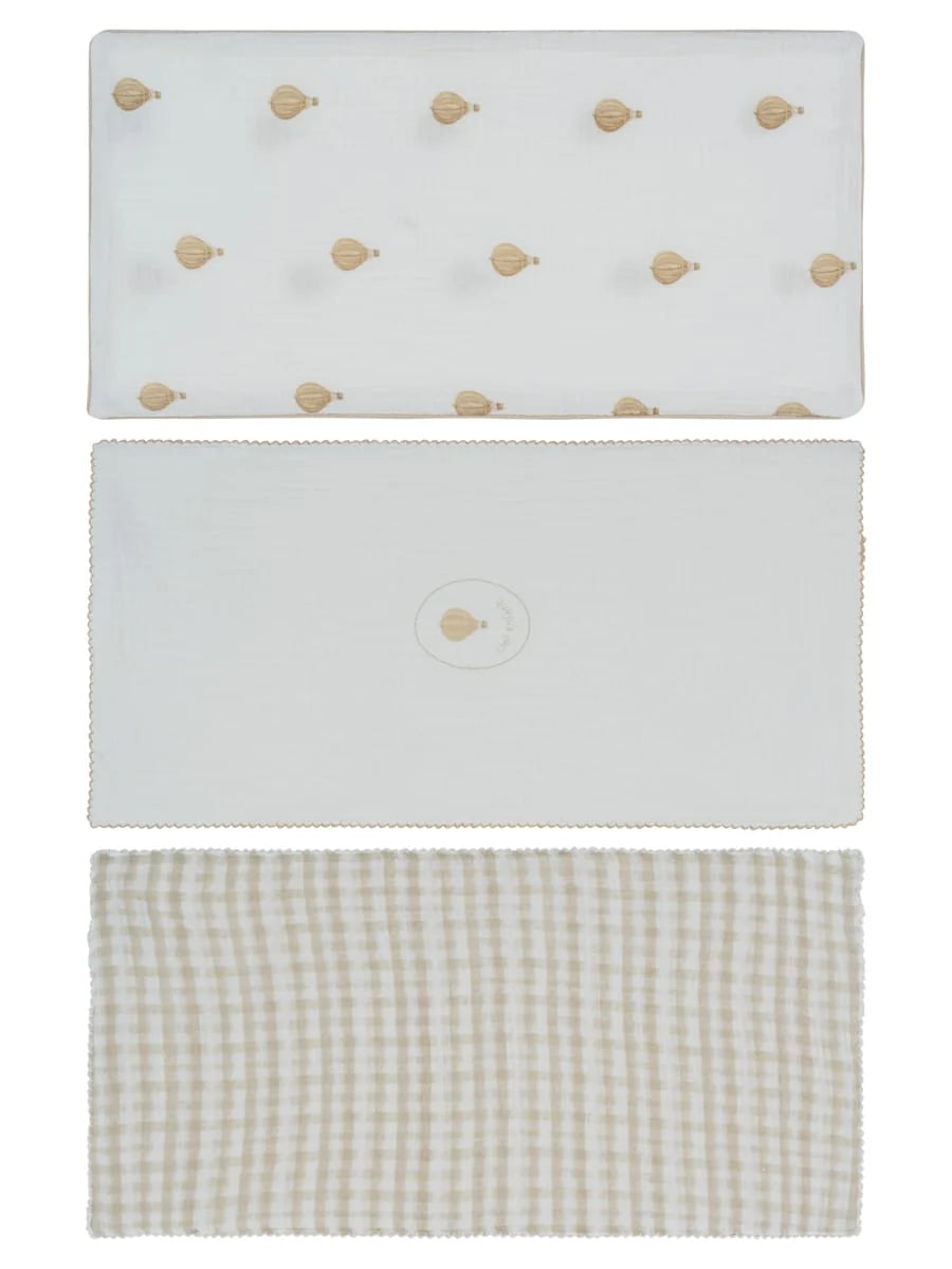 Kipp Ciel Enfant Burp Cloth Set of 3 - Stone