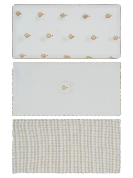 Kipp Ciel Enfant Burp Cloth Set of 3 - Stone