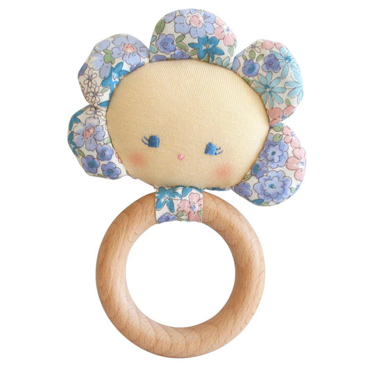 Alimrose Liberty Blue Flower Baby Teether Rattle