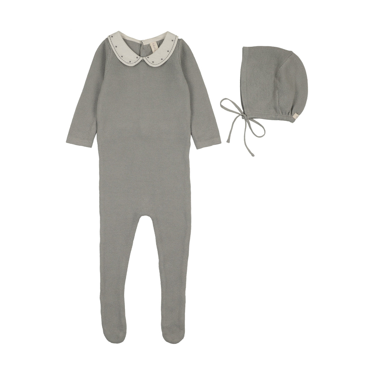 Lilette Embroidered Knit Collar Footie Set