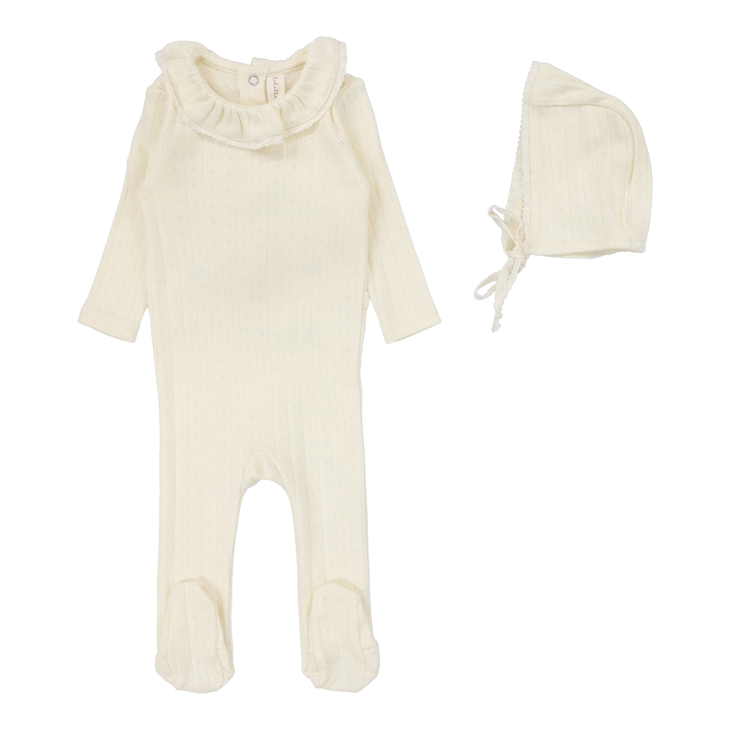 Lilette Fine Pointelle Collar Footie Set